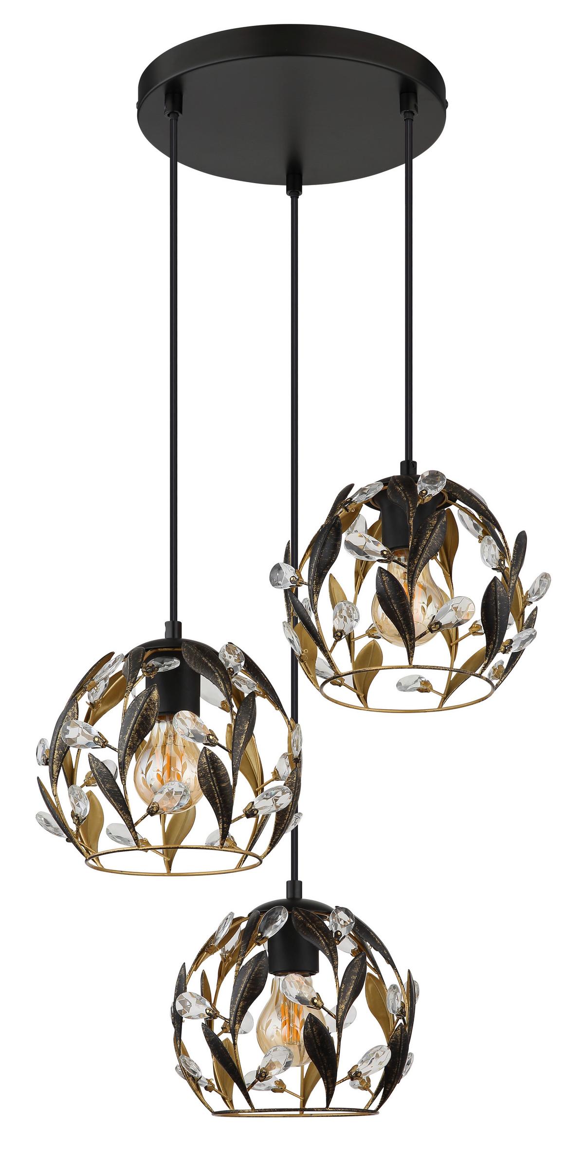 Hängeleuchte Mika D: 40 cm Klar Schwarz Goldfarben - Klar/Goldfarben, Basics, Kunststoff/Metall (40/150cm) - Globo