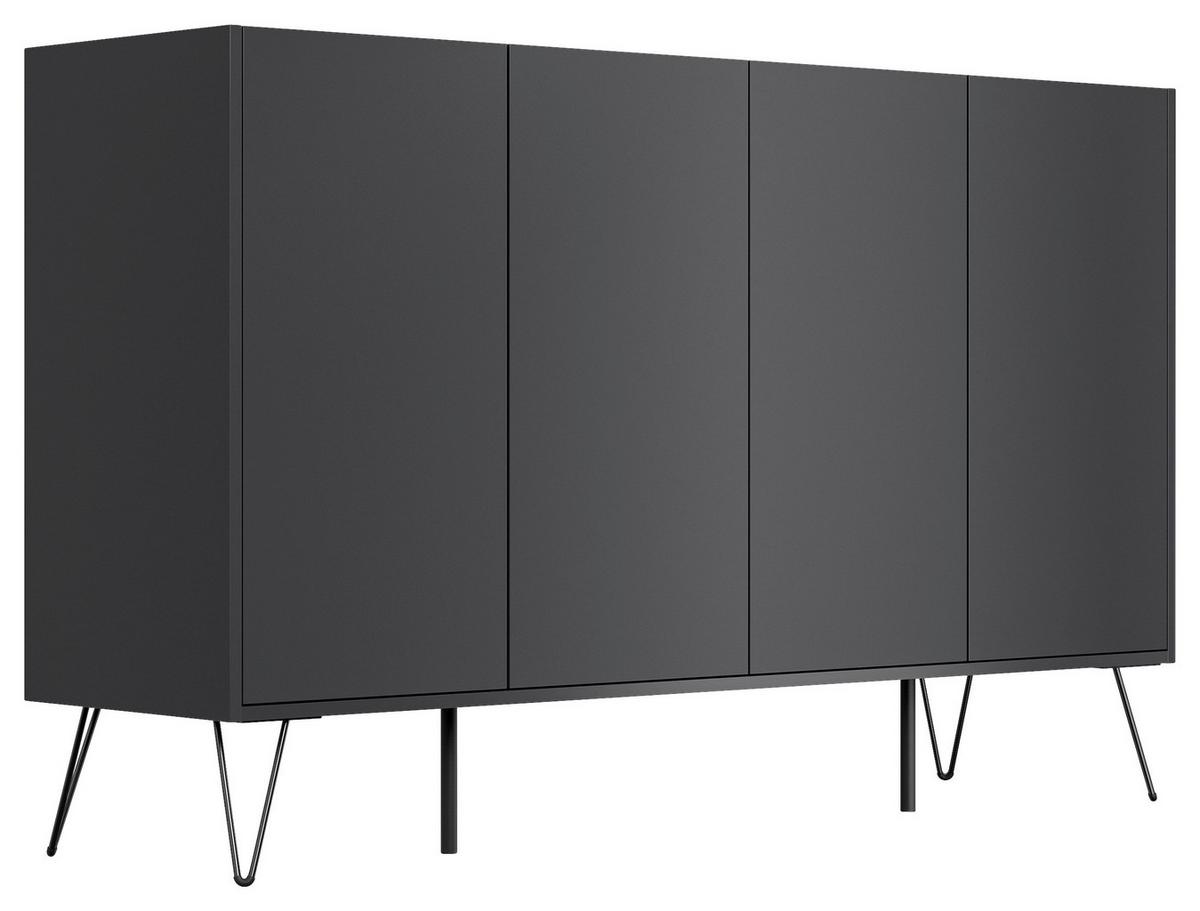 Sideboard Posseik Industrial Graphitfarben B: 155 Cm - Schwarz/Graphitfarben, Design, Holzwerkstoff (155/93,6/42cm) - P & B