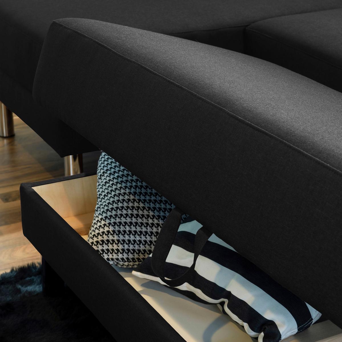 Ecksofa mit Schlaffunktion Just Fashion Schwarz - Chromfarben/Schwarz, KONVENTIONELL, Textil (152/230cm) - Max Winzer
