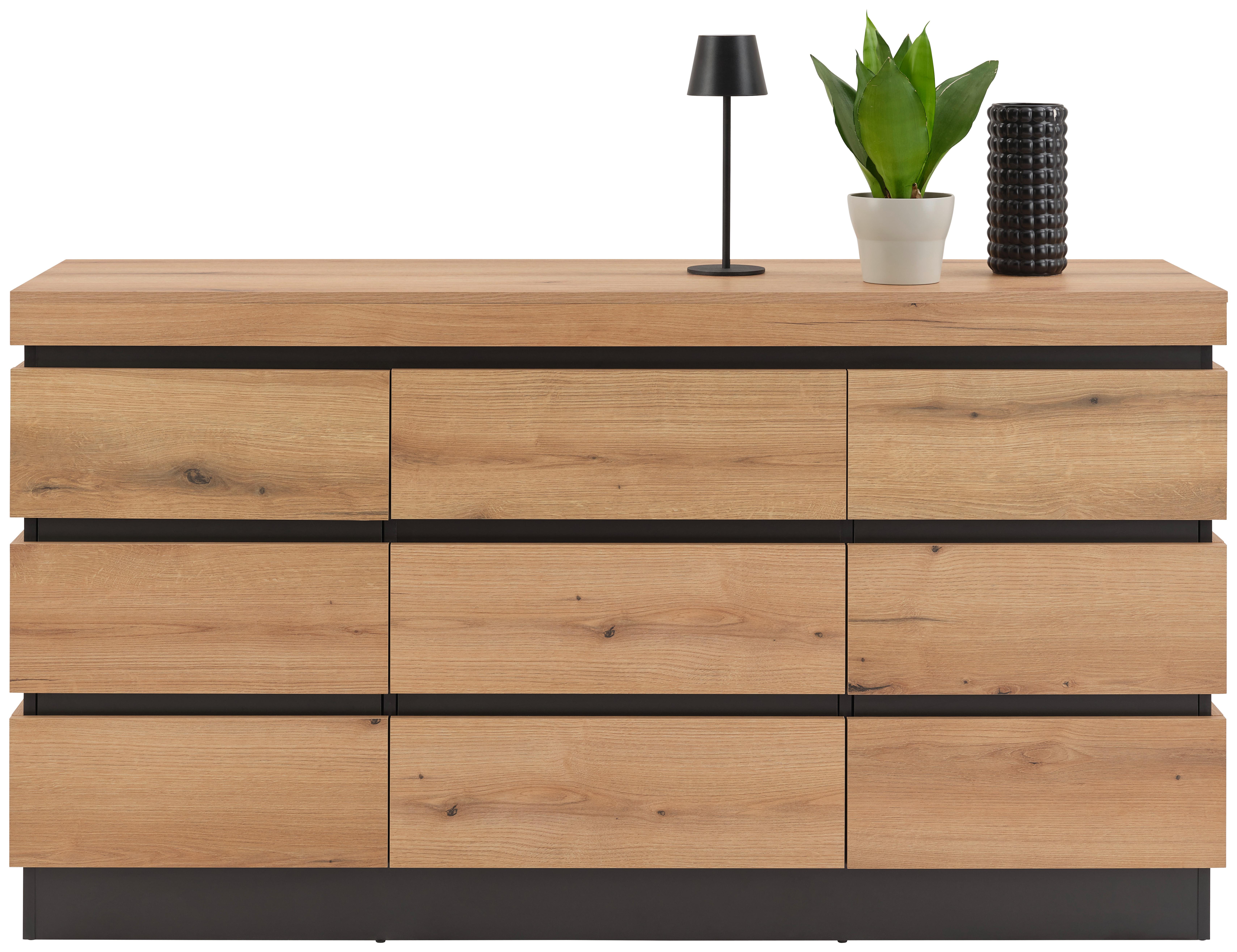 Sideboard Corte Grau/eiche Dekor B: 160,8 Cm - Eichefarben/Grau, Trend, Holzwerkstoff (160,8/92,5/45cm)