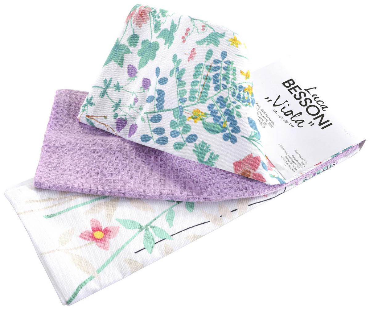 Geschirrtuch Viola 3er Pack - Violett, MODERN, Textil (40/60cm) - Luca Bessoni