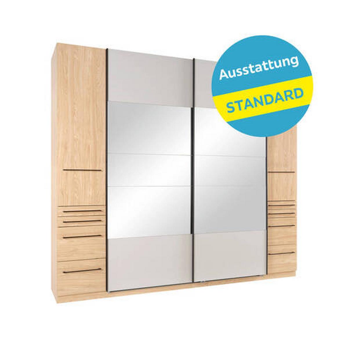 Schwebetürenschrank + Spiegel B: 274cm Ondega Eiche Dekor - Klar/Eichefarben, KONVENTIONELL, Holzwerkstoff (274/242,2/61cm) - Ondega