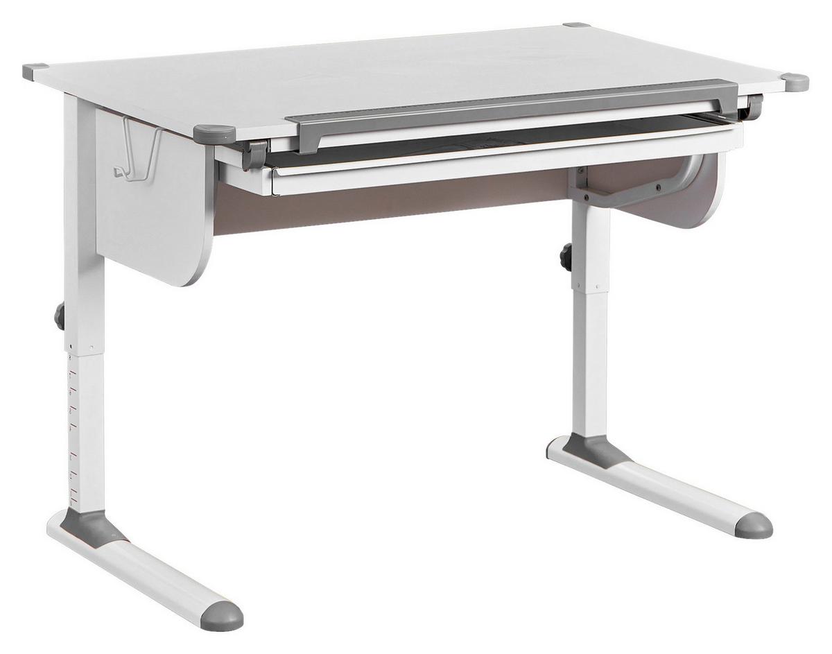Jugendschreichbtisch B 110 H 55-78 cm Studare, Weiß - Weiß, MODERN, Holzwerkstoff/Metall (110/68/55cm) - MID.YOU