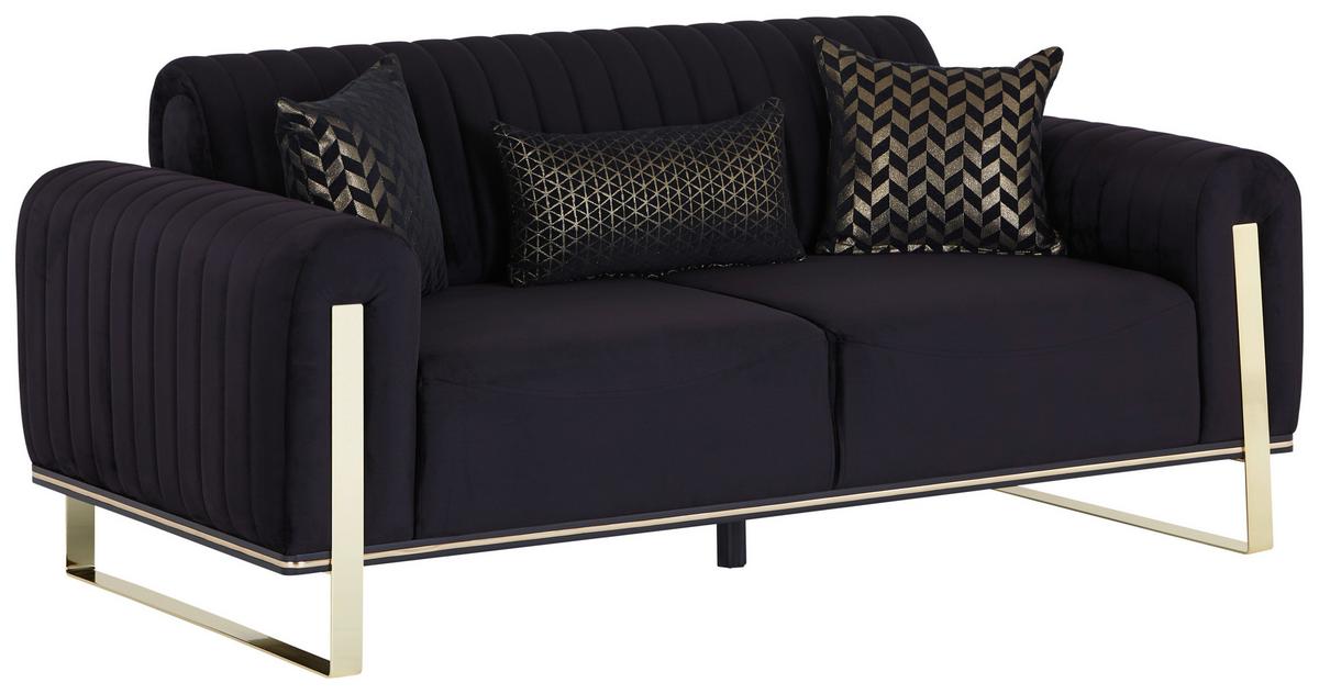 2-Sitzer-Sofa Bono Schwarz - Goldfarben/Schwarz, MODERN, Textil (180/83/90cm) - Luca Bessoni