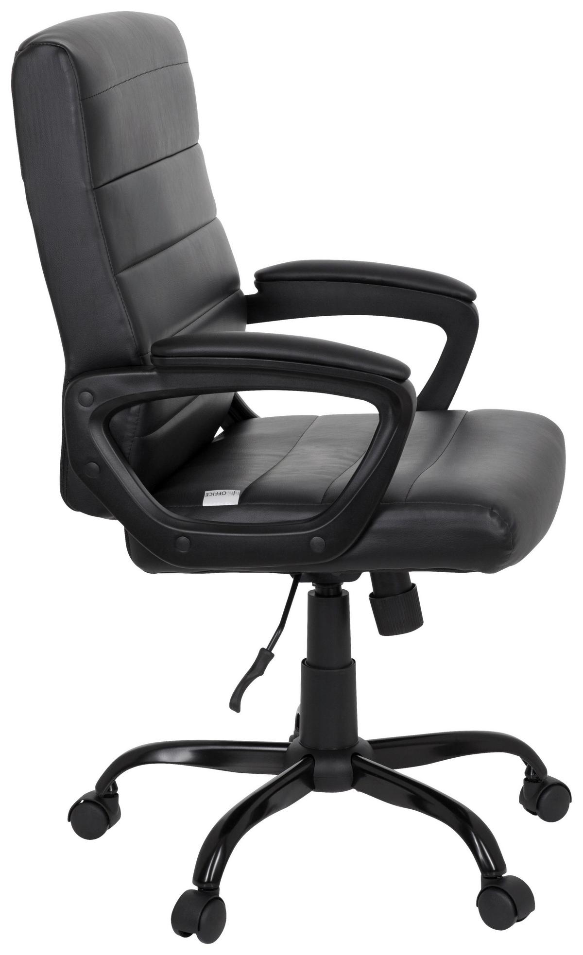 Chefsessel Ergosmooth Big Lederlook Schwarz Bis 100kg - Schwarz, MODERN, Kunststoff/Textil (61/102/52cm) - MID.YOU