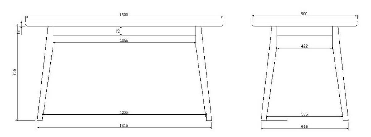 Jedálenský stôl NAGANO 150x80 - farba duba, Design, drevo (150/75/80cm) - MID.YOU