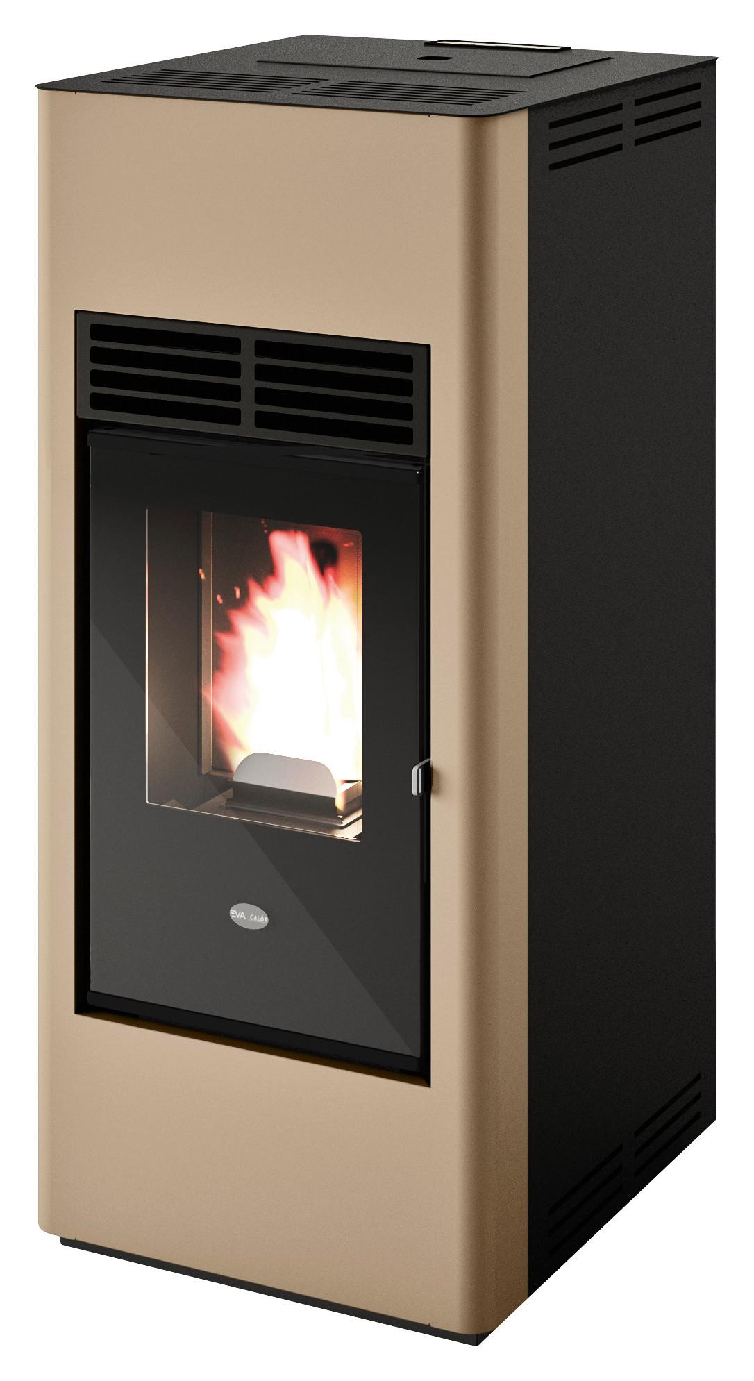 Pelletofen Karina Beige Metall 9,5 Kw mit Wi-Fi - Beige, Basics, Metall (44,6/51,7/100,4cm)