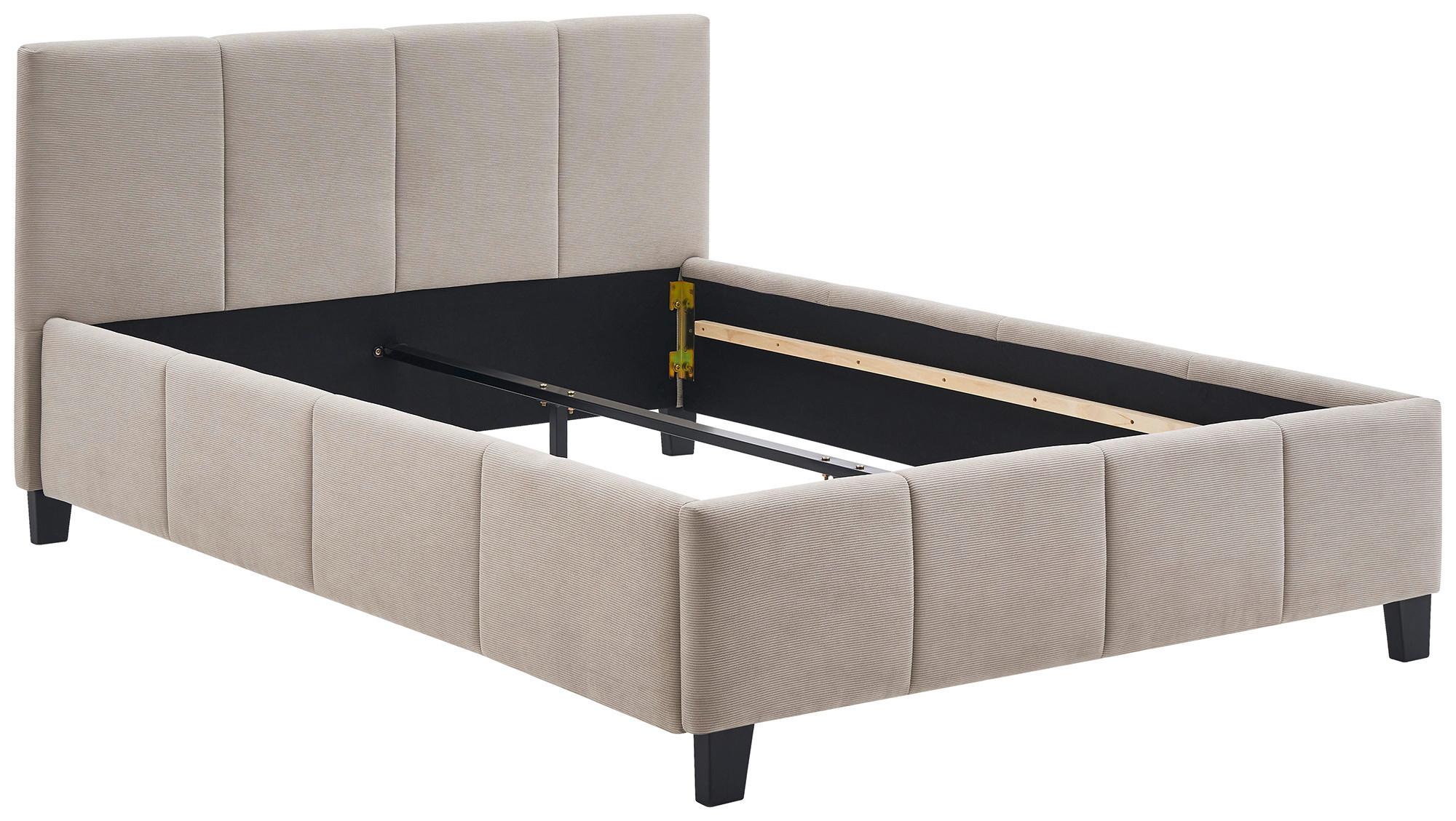 Čalouněná postel CRAZY 140x200 cm, béžová - černá/přírodní barvy, Moderní, kov/dřevo (140/200cm) - Based