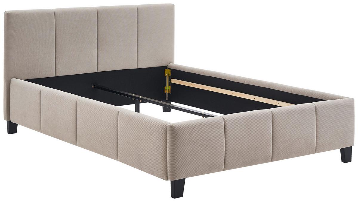Čalouněná postel CRAZY 140x200 cm, béžová - černá/přírodní barvy, Moderní, kov/dřevo (140/200cm) - Based