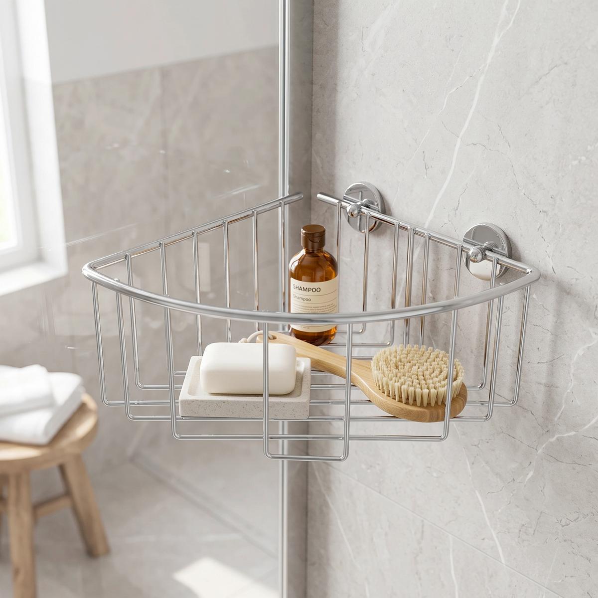 Duschregal Baath Edelstahlfarben - Edelstahlfarben, Trend, Metall (20,5/10/20,1cm) - Tesa