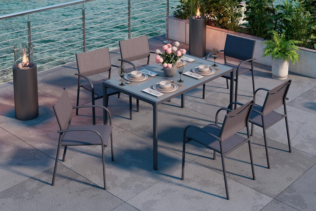 Gartentisch Paris - Anthrazit, MODERN, Glas/Metall (140/75/83cm) - Beldano