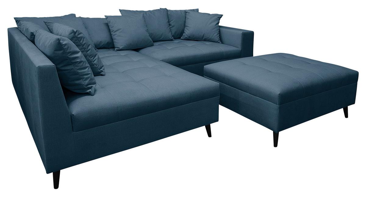 Ecksofa Pruno Dunkelblau S: 174x247 Cm - Schwarz/Dunkelblau, Design, Textil (174/247cm) - MID.YOU