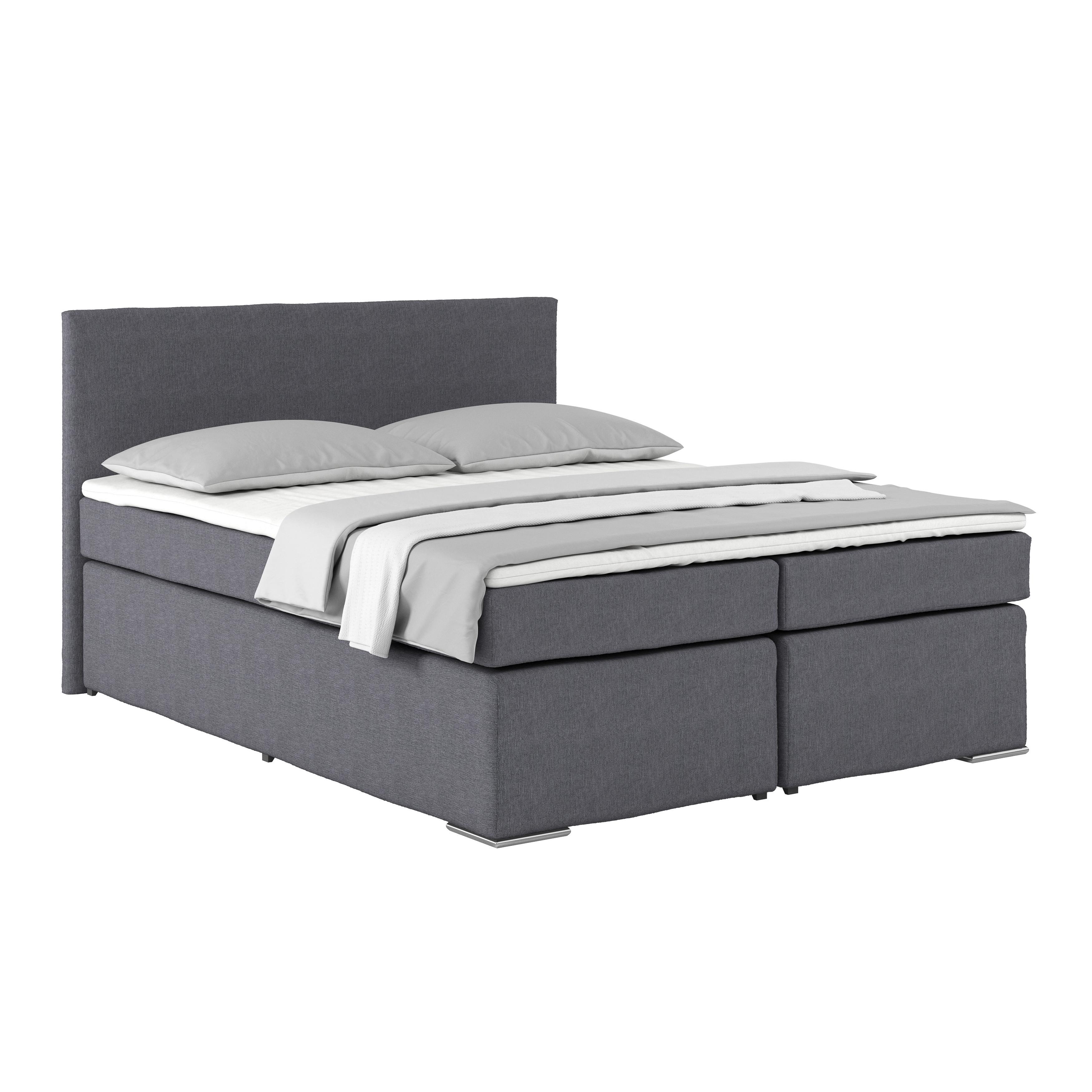 Posteľ Boxspring NERO PL: 160/200 cm, hnedá - antracitová/chrómová, Konventionell, kov/textil (160/200cm)