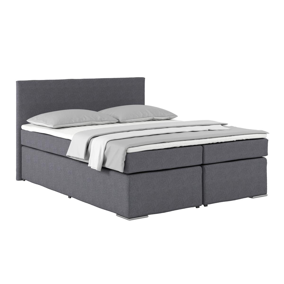 Posteľ Boxspring NERO PL: 160/200 cm, hnedá - antracitová/chrómová, Konventionell, kov/textil (160/200cm)