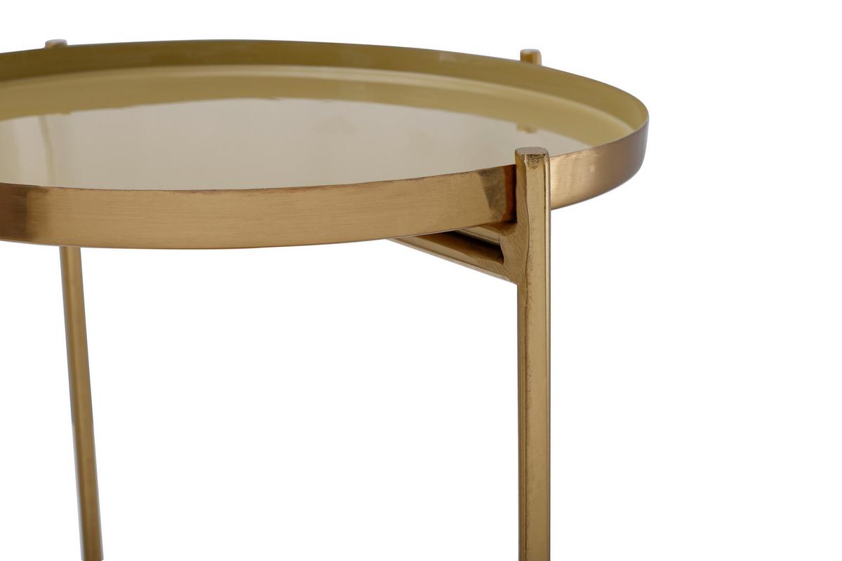 Beistelltisch Art Deco 1025 Goldfarben B: 25 cm - Goldfarben, Design, Metall (25/25/60cm) - Kayoom