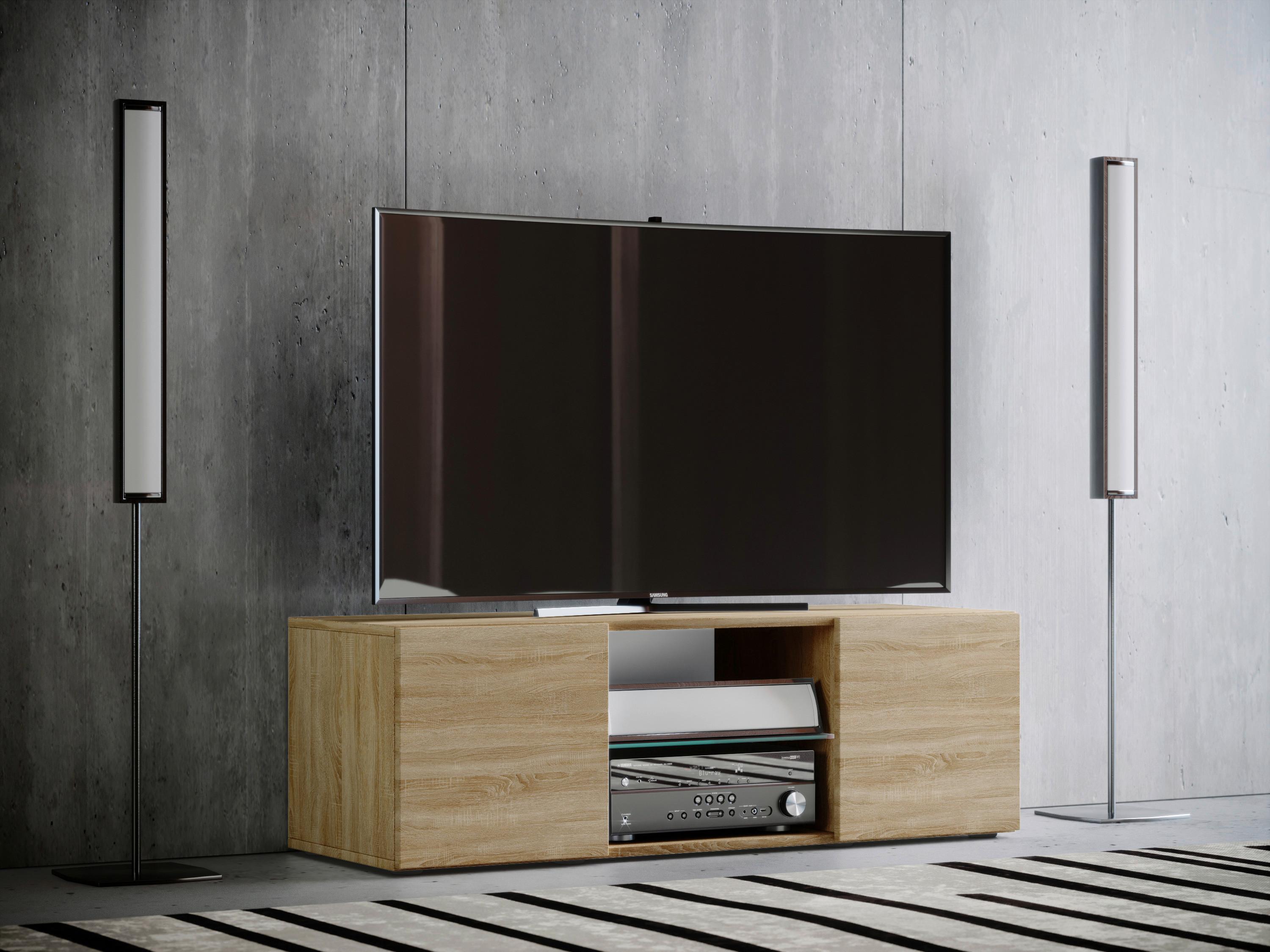 TV - skrinka Lowina š: 115 cm dub sonoma - čierna/farba duba, Konventionell, kompozitné drevo/plast (115/40/36cm) - MID.YOU