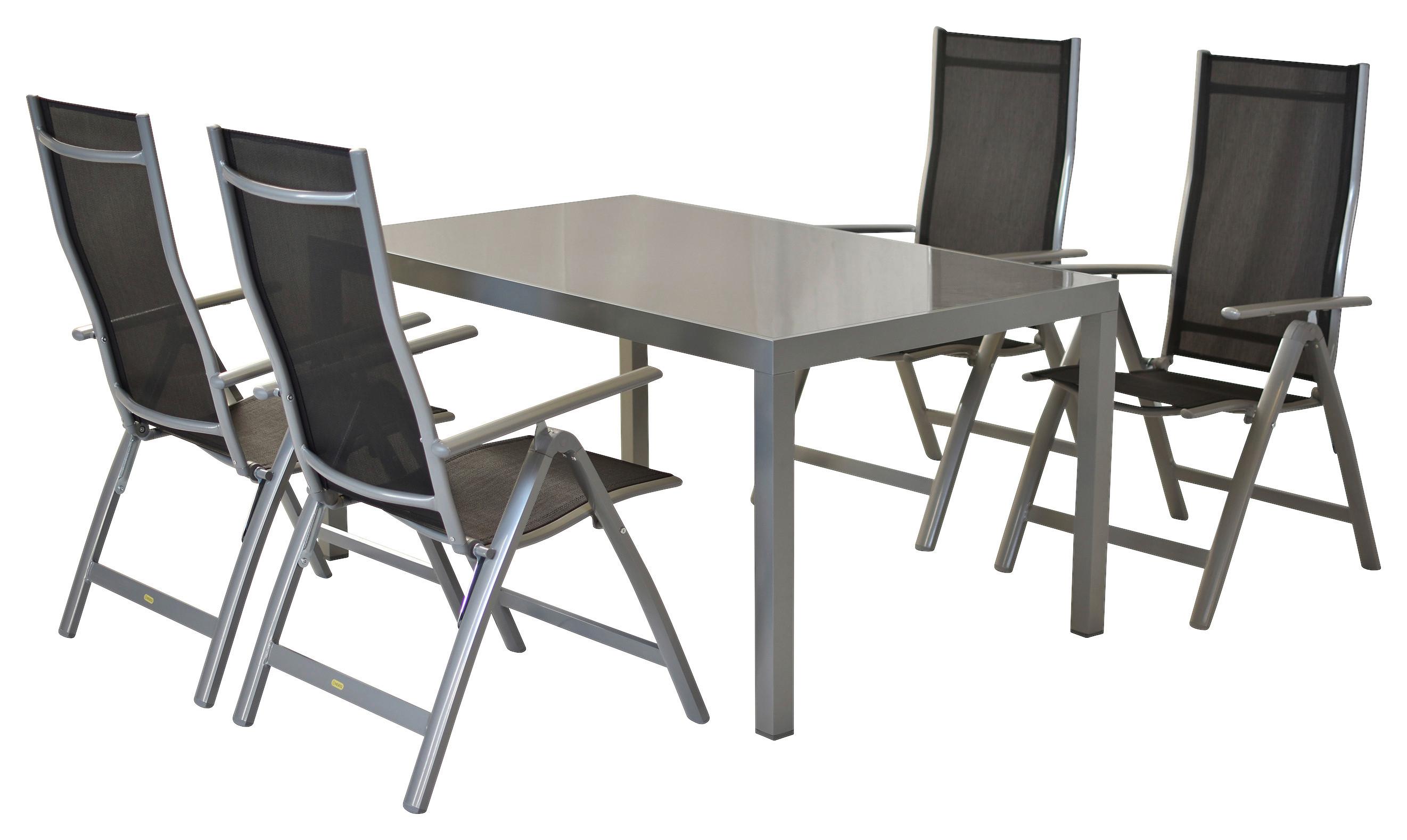 Gartenset Carrara - Silberfarben/Schwarz, MODERN, Textil/Metall - Gardenson