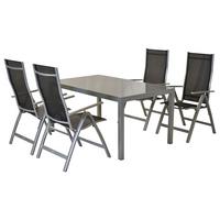 Gartenset Carrara - Silberfarben/Schwarz, MODERN, Textil/Metall - Gardenson