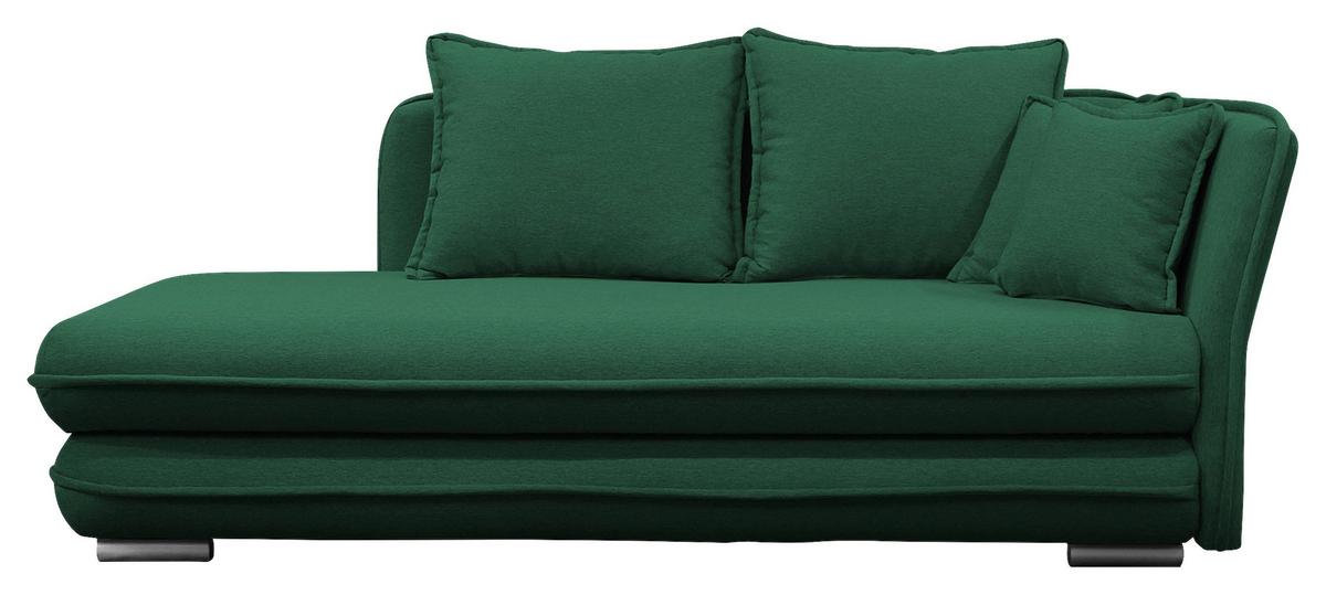 Liege Latte Grün inkl. Bettkasten Ottomane Rechts - Silberfarben/Grün, Design, Textil (224/84-99/107cm) - MID.YOU