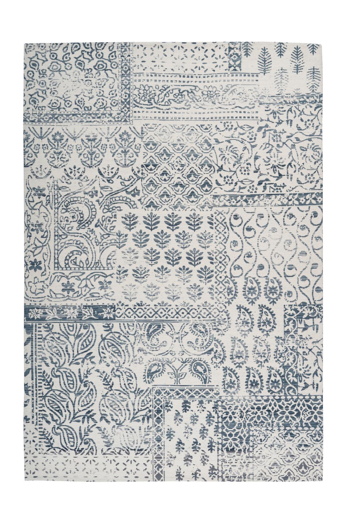 Webteppich Creme/dunkelblau Yoga 80x150 Cm - Creme/Dunkelblau, LIFESTYLE, Textil (80/150cm) - Kayoom