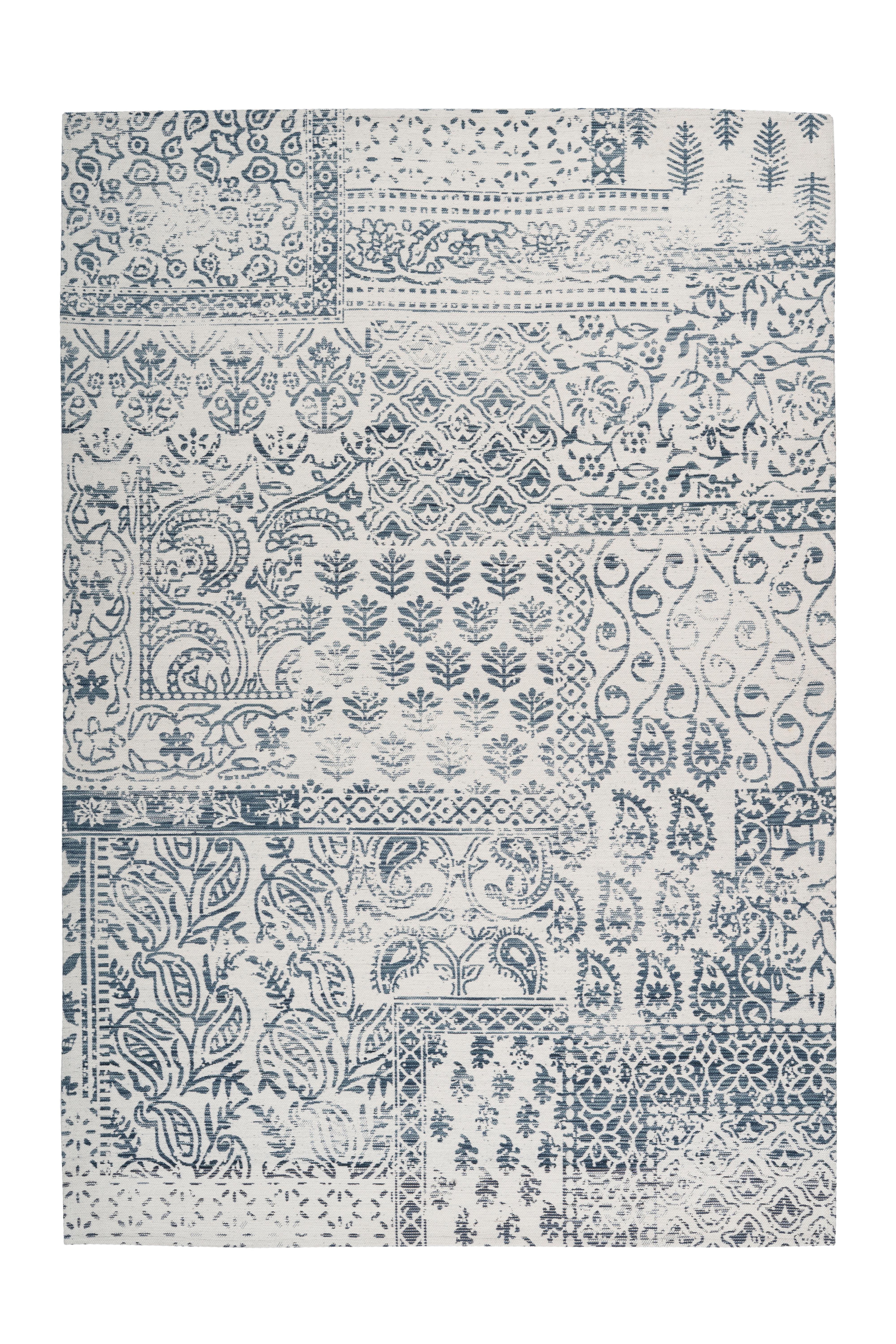 Webteppich Creme/dunkelblau Yoga 80x150 Cm