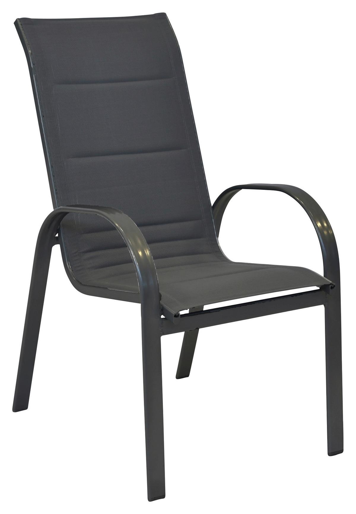 Gartensessel Stapelbar Amalfi Aluminium - Anthrazit/Graphitfarben, MODERN, Kunststoff/Metall (57/105/77cm) - Gardenson