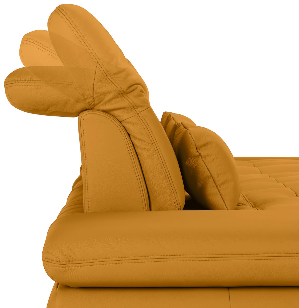 Rohová sedačka SANFINO, pravá, žlutá pravá kůže - barvy chromu/žlutá, Konvenční, kov/kůže (305/199cm) - Premium Living