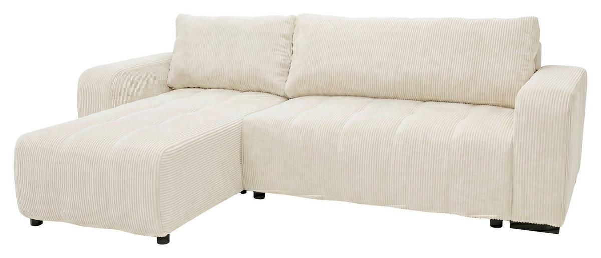 Ecksofa mit Bettfunktion Marseille, beige - Beige/Schwarz, Trend, Holz/Holzwerkstoff (155/240cm)