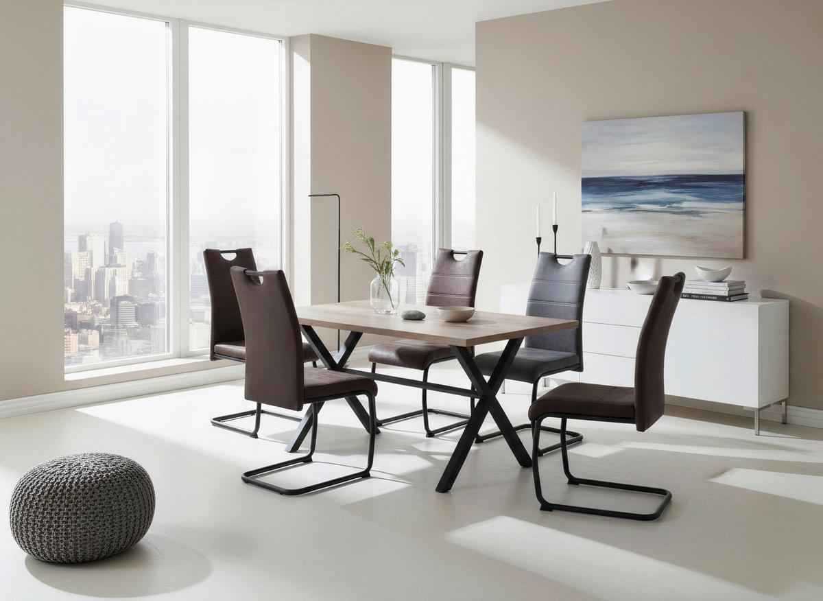 Stuhl Sabrina Microfaser Grau, B: 44 Cm - Anthrazit, KONVENTIONELL, Textil/Metall (44/98/60cm)