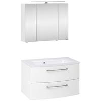Badmöbel-set 3-tlg. Inkl. Led Stockholm 80cm Weiß - Weiß, KONVENTIONELL, Holzwerkstoff (80cm) - Held