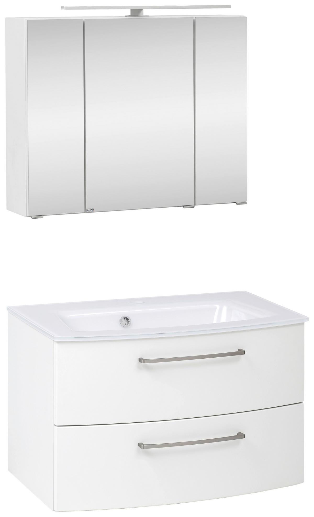 Badmöbel-set 3-tlg. Inkl. Led Stockholm 80cm Weiß - Weiß, KONVENTIONELL, Holzwerkstoff (80cm) - Held