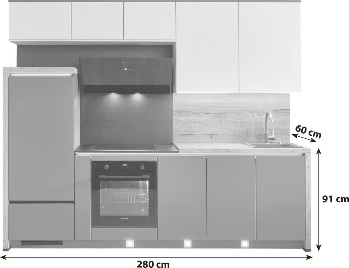 Küchenblock Toronto - Schieferfarben/Eichefarben, Design, Holzwerkstoff (280cm) - Vertico
