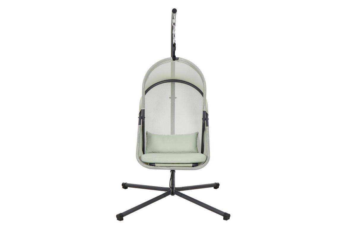Hängesessel Mit Gestell Mit Sitz- Und Rückenkissen - Anthrazit/Grün, KONVENTIONELL, Kunststoff/Textil (123/195/106cm) - Siena Garden