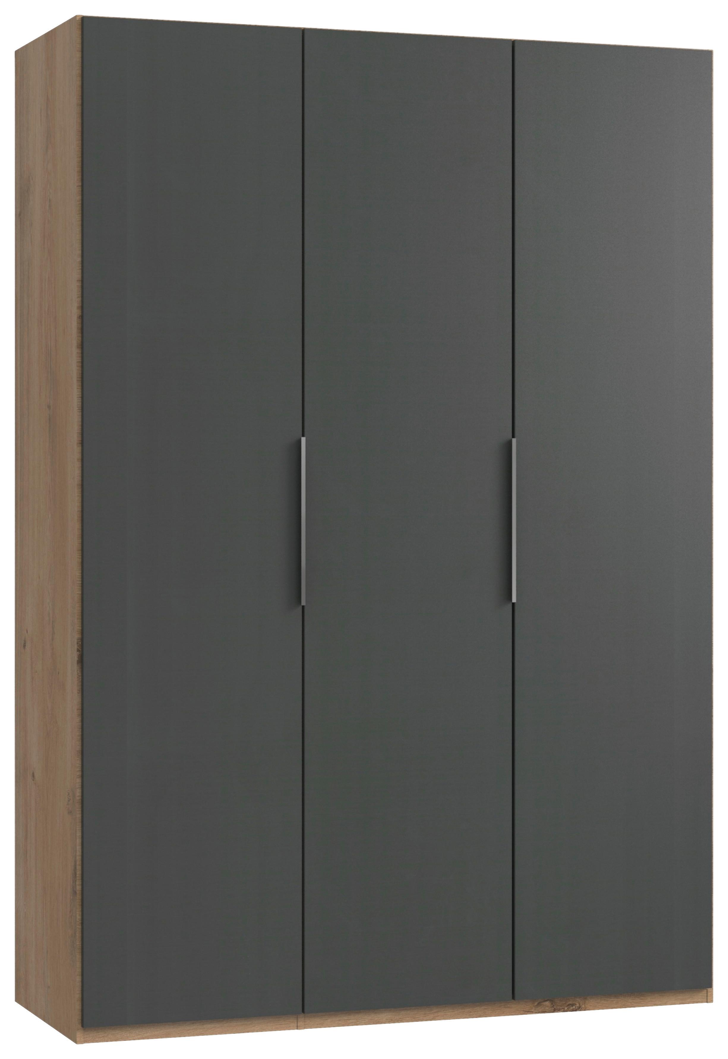 Drehtürenschrank B: 150 cm Level, Graphitfarben/Eiche Dekor - Eichefarben/Graphitfarben, MODERN, Holzwerkstoff (150/216/58cm) - MID.YOU
