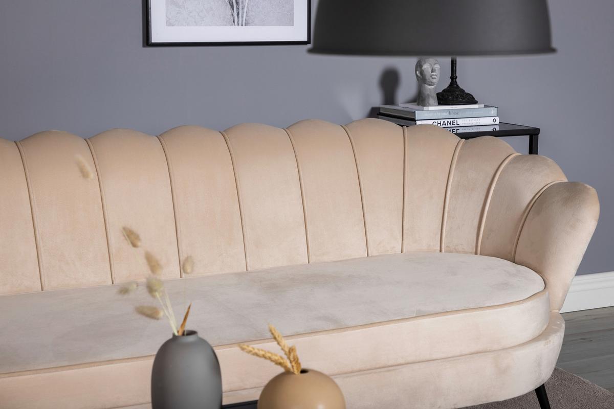 2-sitzer-sofa Calais - Beige/Schwarz, Design, Textil/Metall (180/78.5/78cm) - Livetastic