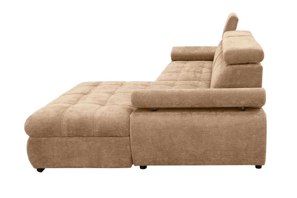 Rohová sedačka VEGAS, pravá, béžovohnedá ženilka - béžovohnedá/čierna, Design, drevo/textil (294/173cm)