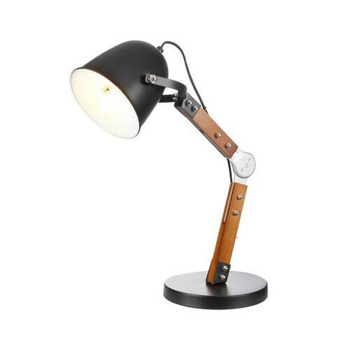 Stolní lampa GEORGE max. 40 Watt - černá, Moderní, kov/dřevo - Bessagi Home