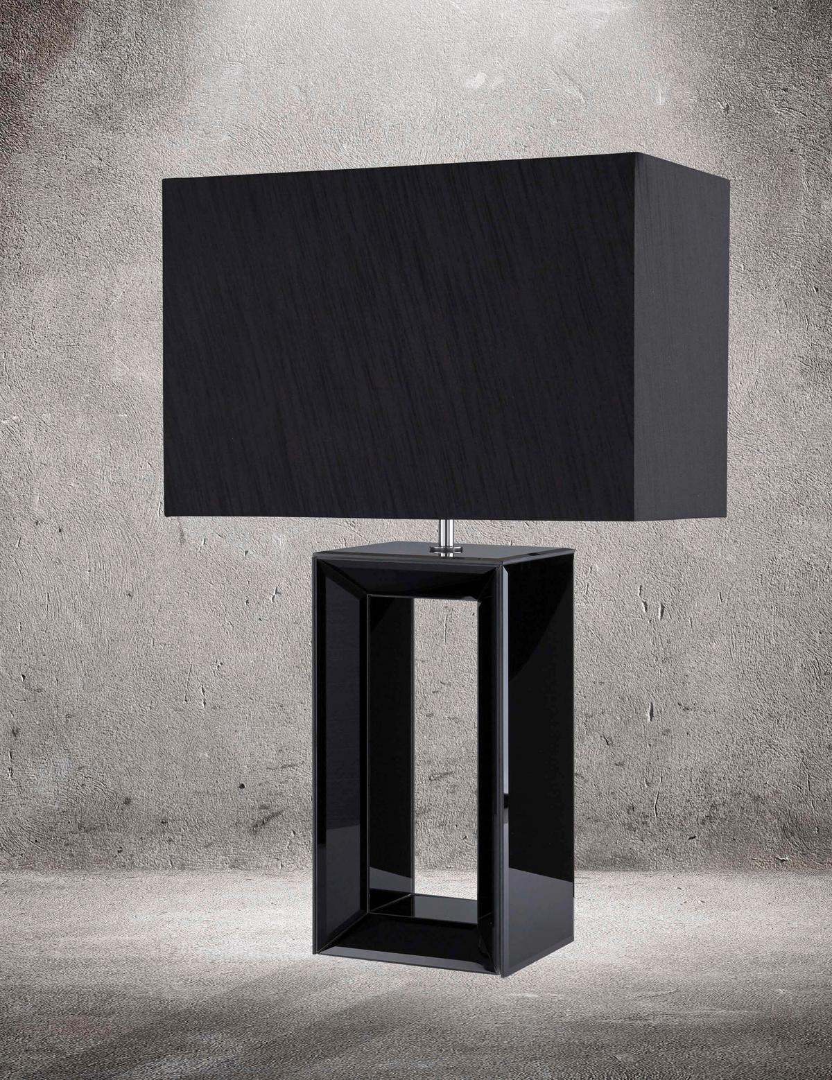 Tischleuchte Eu1610bk Mirror - Schwarz, Design, Glas/Kunststoff (38/25/58cm)