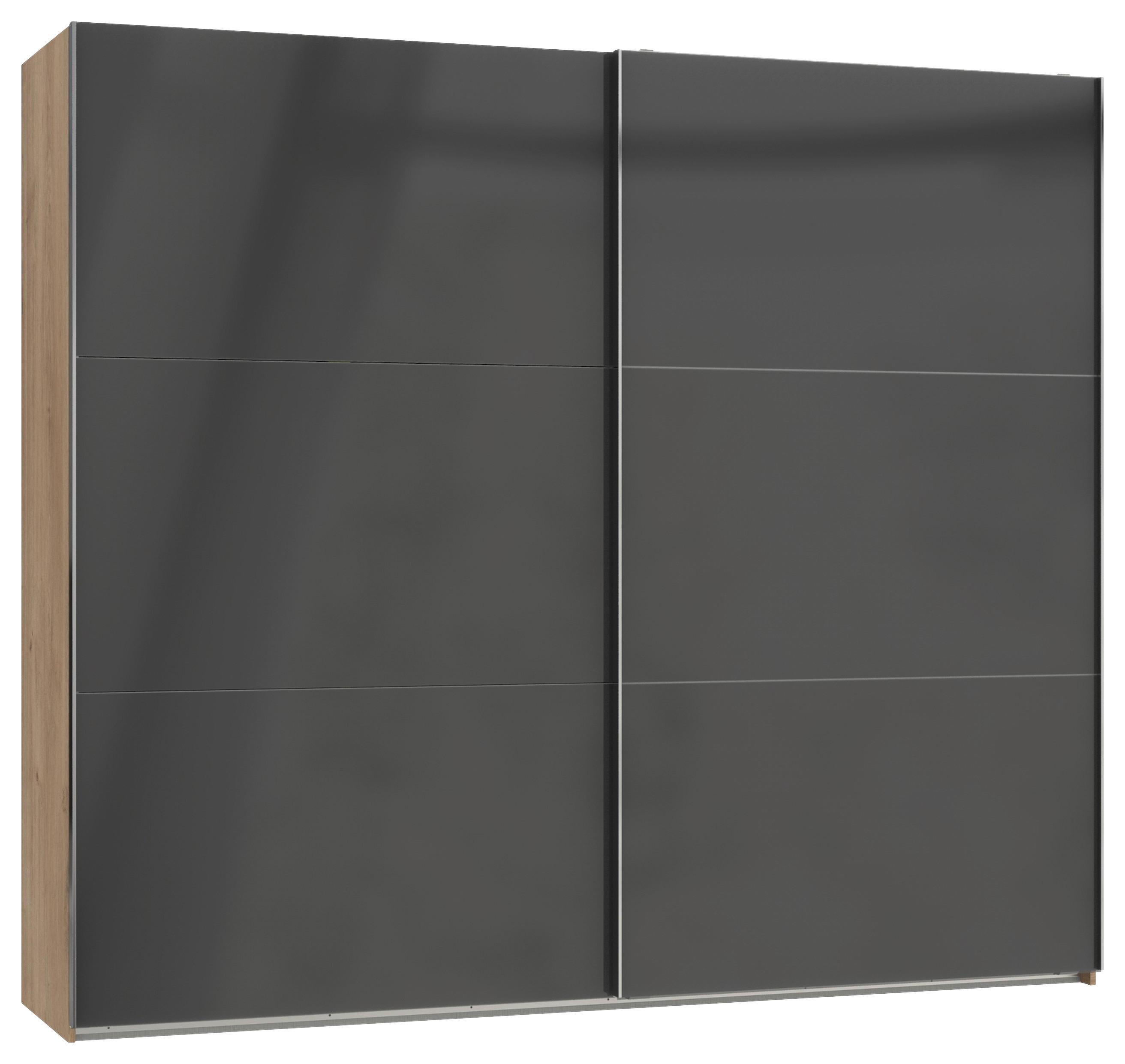 Schwebetürenschrank B: 200 Cm Level Grau/eichefarben Dekor - Eichefarben/Grau, MODERN, Holzwerkstoff (200/216/65cm) - MID.YOU