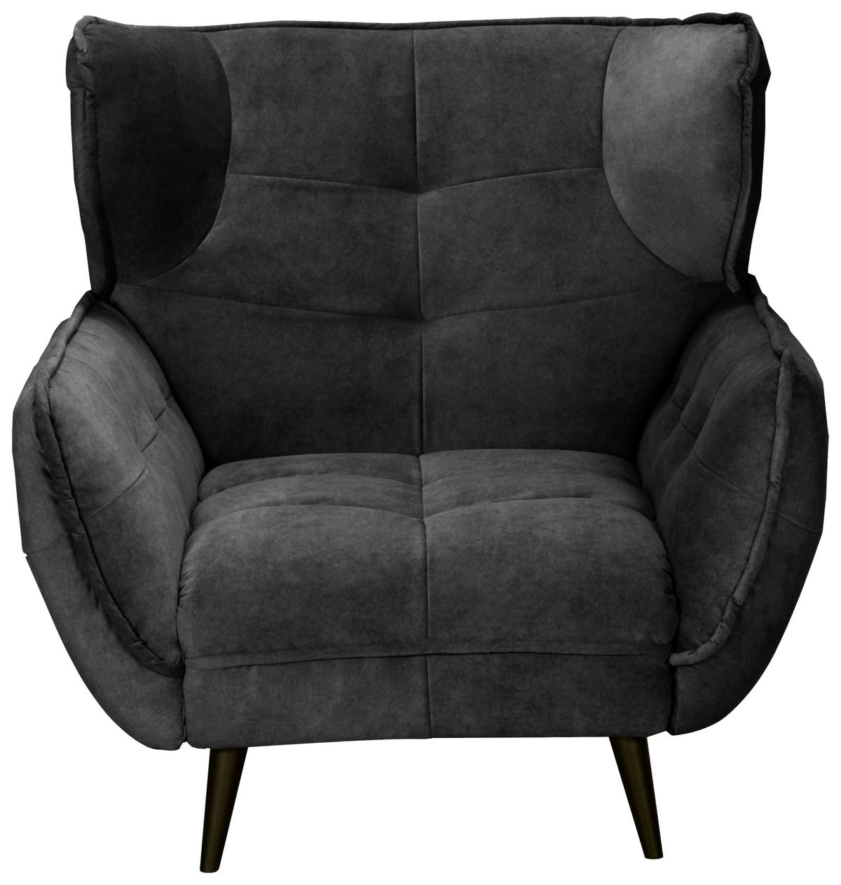Široké kreslo Ariana, antracitové - čierna/antracitová, Modern, kov/textil (103/105/98cm)