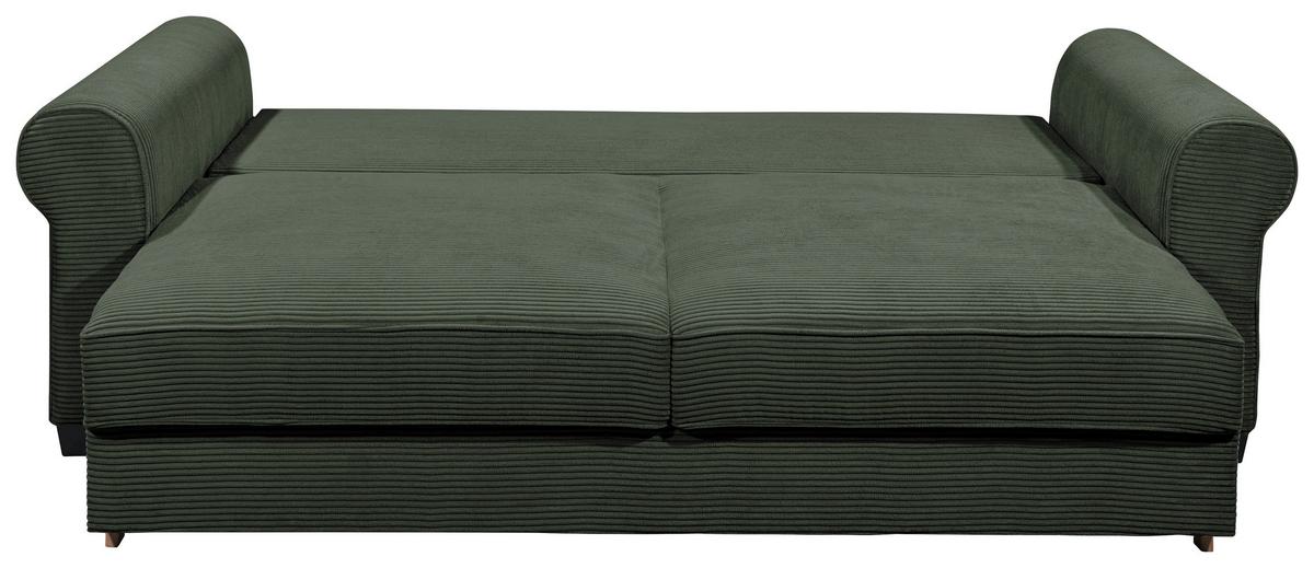 3-sitzer-sofa Mit Schlaf- Funktion Angelina Dunkelgrün - Dunkelgrün/Schwarz, Basics, Textil (250/95/125cm) - MID.YOU