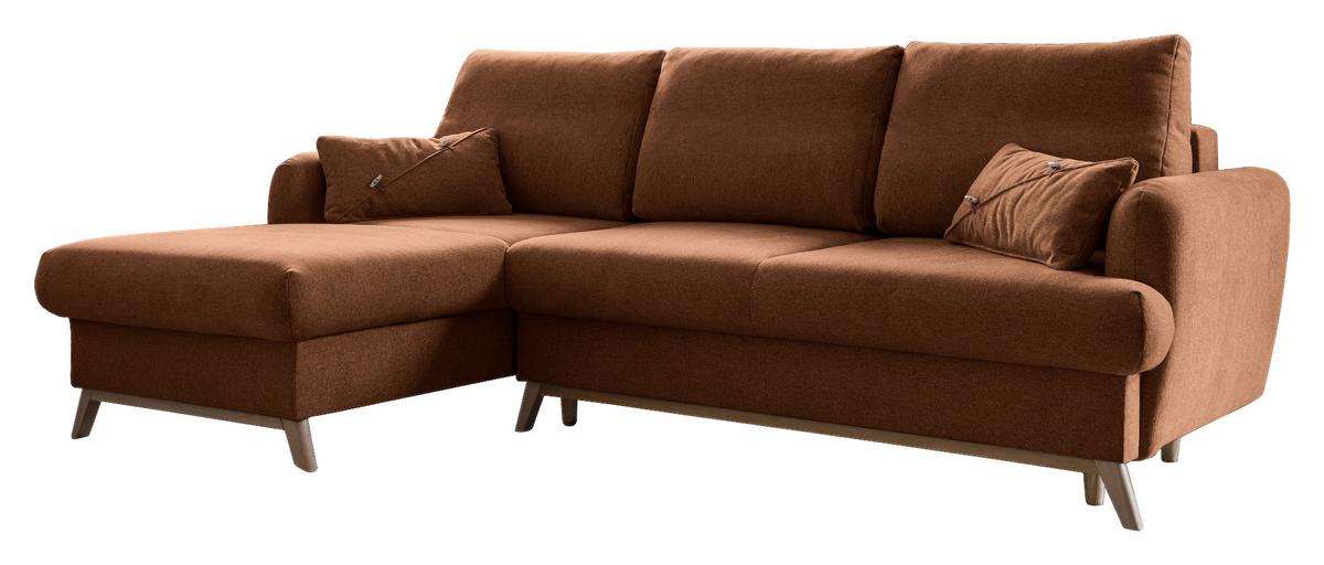 Ecksofa Scandic Lagom Beige S: 157x235 cm - Terracotta/Naturfarben, Textil (157/235cm) - MID.YOU