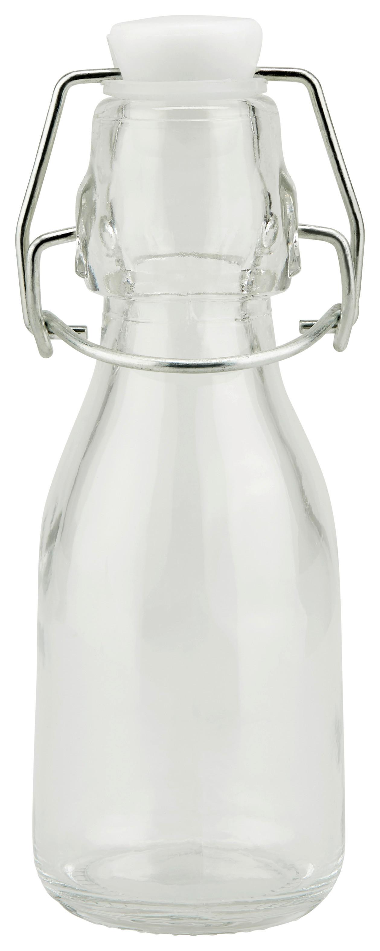 Bügelflasche Irinai ca. 150 ml, H: ca. 14 cm - Klar/Weiß, KONVENTIONELL, Glas/Kunststoff (5,2/14cm) - Luca Bessoni