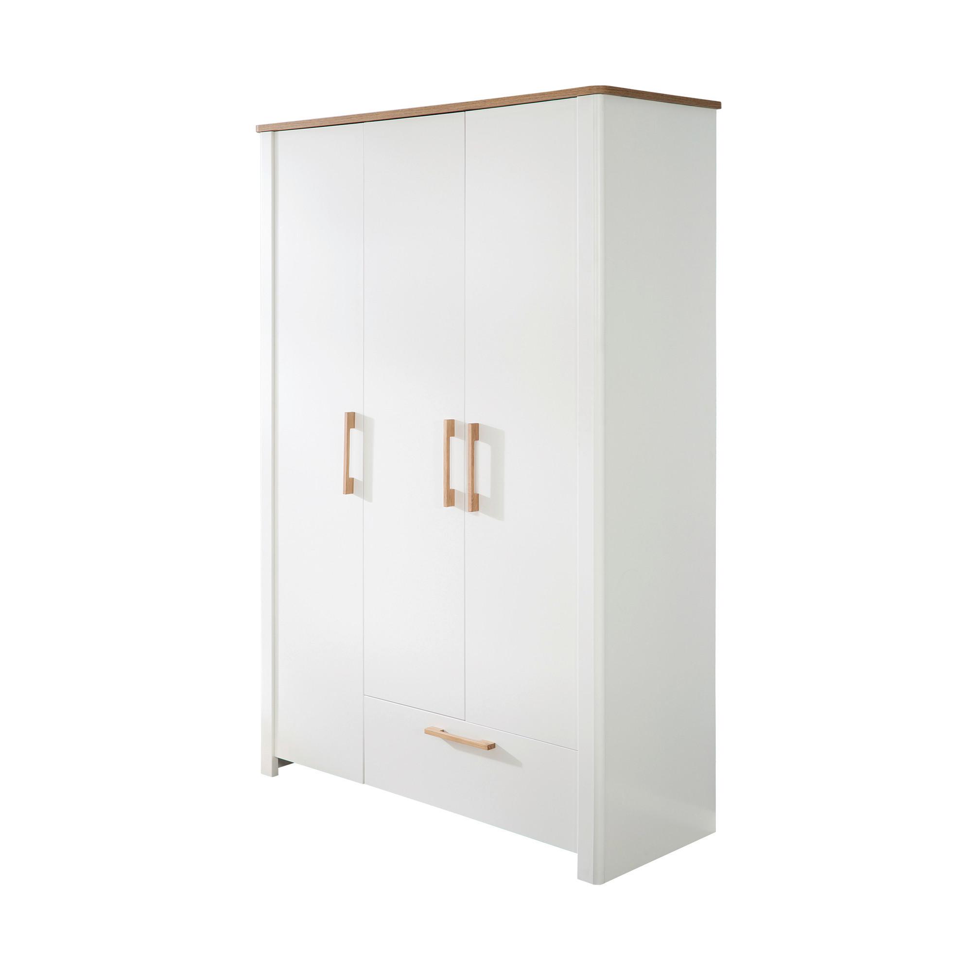 Babykleiderschrank weiß/Natur - Weiß/Eiche Artisan, Basics, Holzwerkstoff (138,5/200/54cm) - Roba