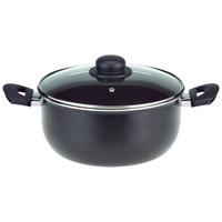 Luca Bessoni Fleischtopf 4,5 L Aluminum + Deckel Beschichtet - Klar/Schwarz, KONVENTIONELL, Glas/Metall (24/10,5cm) - Luca Bessoni