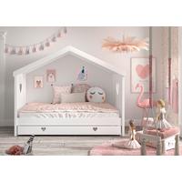 Hausbett Amori 90x200 cm Kiefer Weiß mit Schublade - Weiß, Natur, Holz/Holzwerkstoff (90/200cm) - Vipack