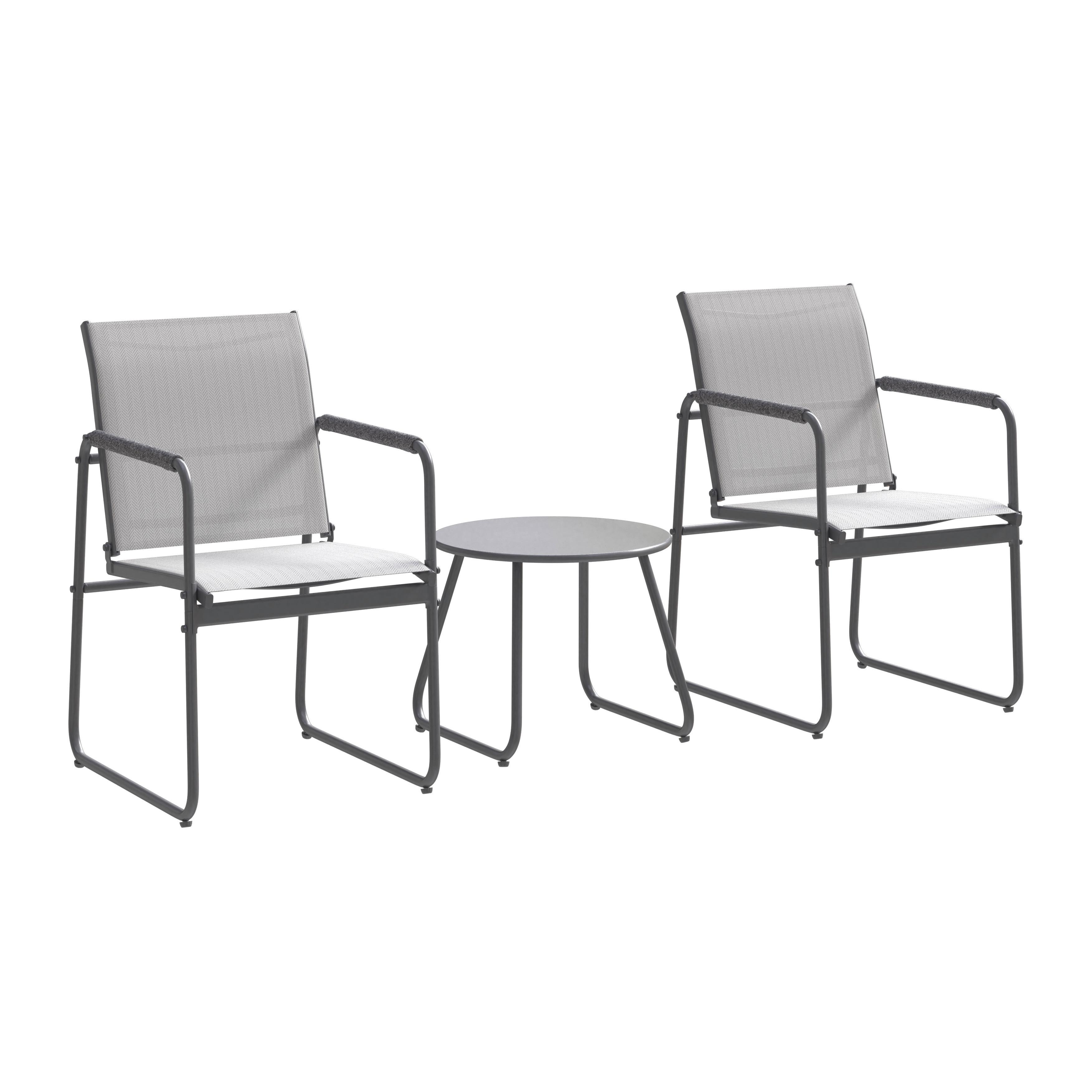 Balkonset Braga - Anthrazit/Hellgrau, MODERN, Textil/Metall - Beldano