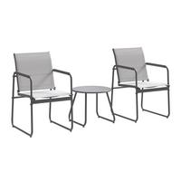 Balkonset Braga - Anthrazit/Hellgrau, MODERN, Textil/Metall - Beldano