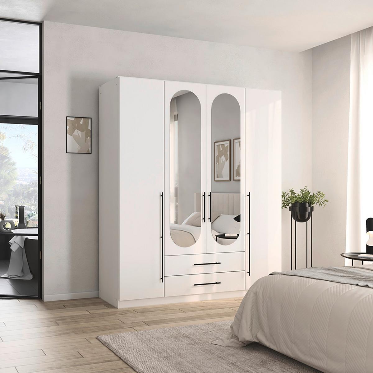 ŠATNÍ SKŘÍŇ S OTOČNÝMI DVEŘMI VERLORA, šířka 181 cm - bílá/černá, Konvenční, kov/kompozitní dřevo (181/210/54cm) - Mömax