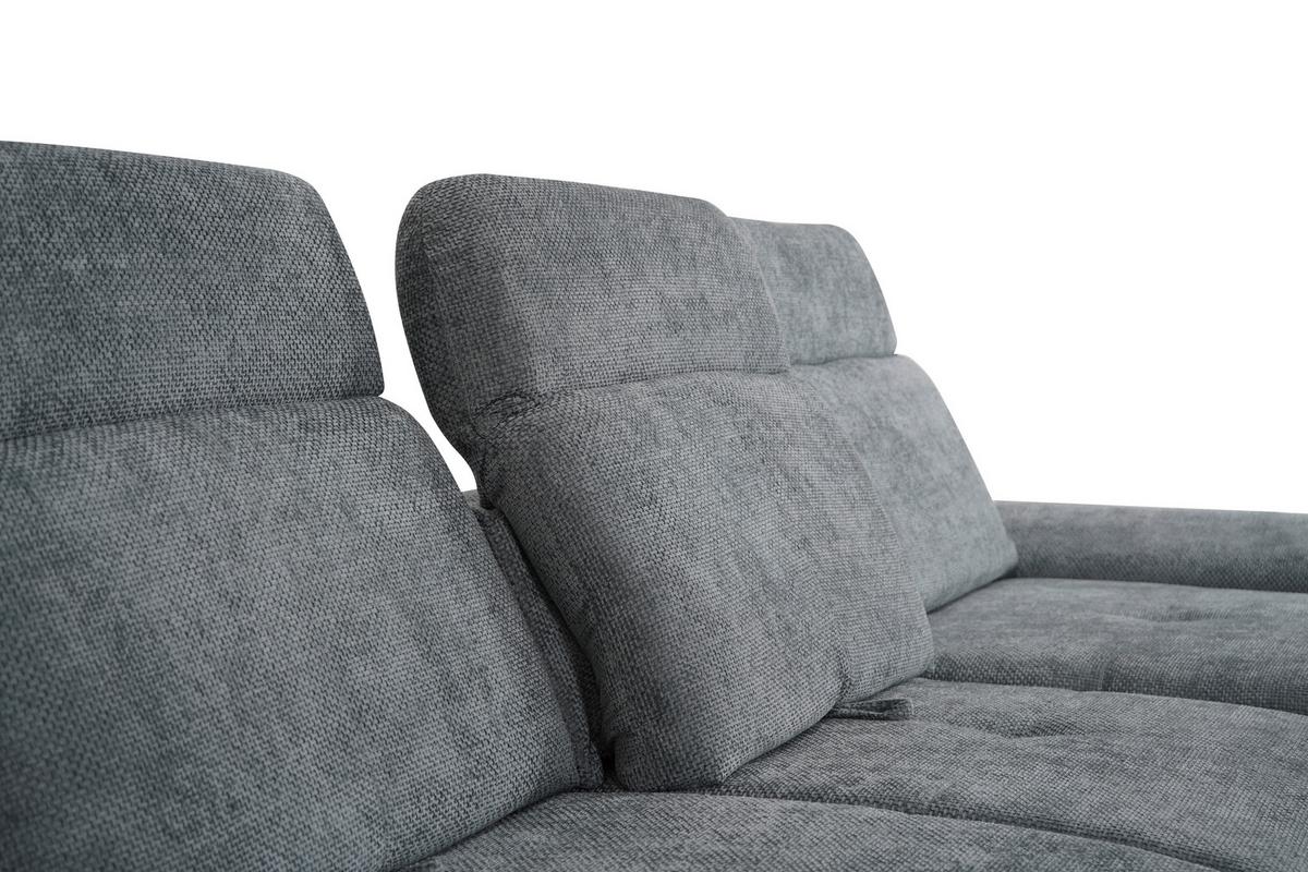 Ecksofa Malaga New Chenille Grau, Lf: 229x137cm - Schwarz/Grau, KONVENTIONELL, Textil (286/203cm) - Ondega